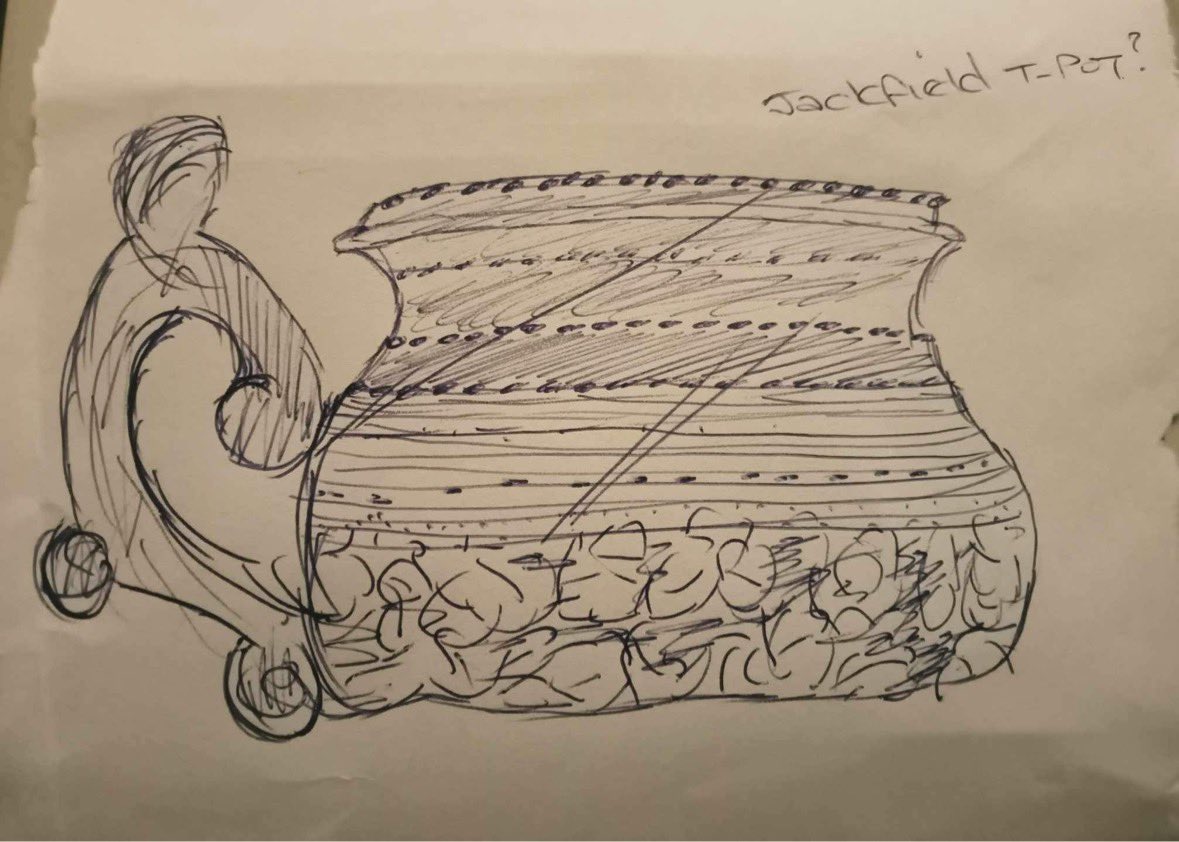 Jackie, one of our op nightingale veterans drew this Jackfield ware teapot from Imber - which SHE found! #DiggingForBritain #drawingdiggingforbritain #archaeology