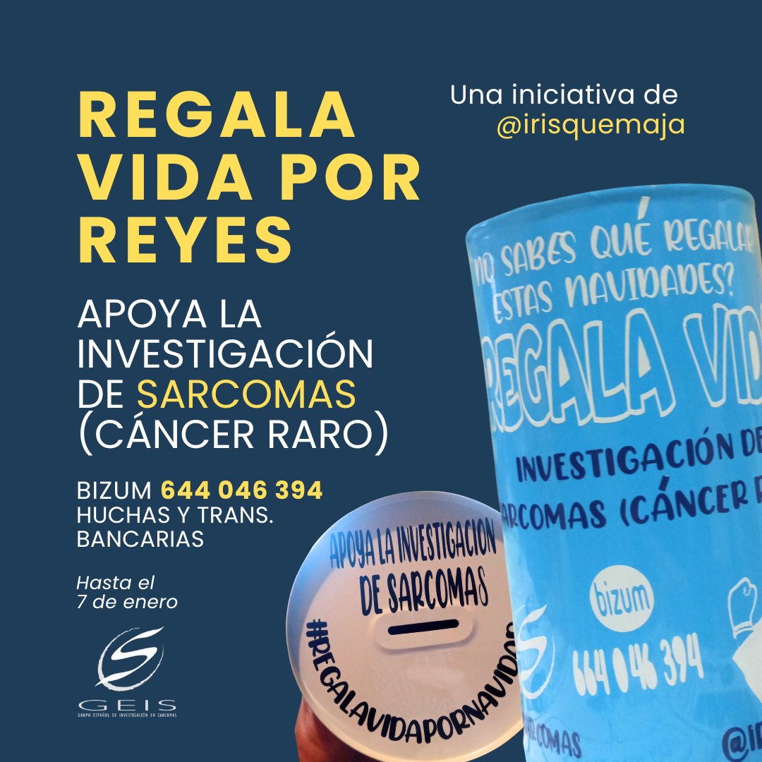 GrupoGeis's tweet image. ¡Regala vida por fiestas! 🌟 Únete a Iris para apoyar la investigación contra el sarcoma. 🤝 Hasta el 7 de enero, puedes contribuir a través de Bizum (644 046 394), huchas o transferencias bancarias.
RegalaVida #ApoyoContraSarcomas #Investigación #GEIS #IrisQueMaja @irisquemaja