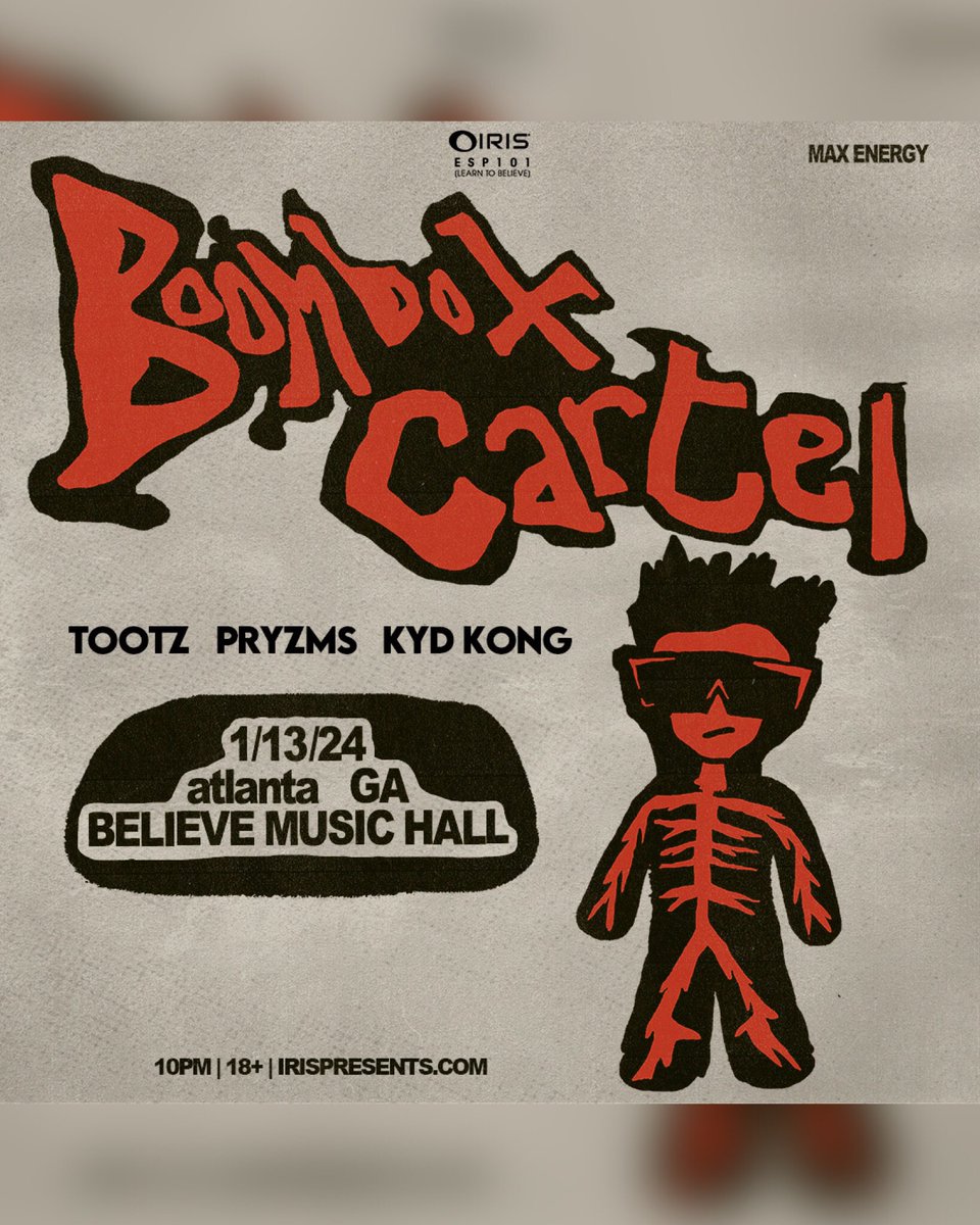 THIS SATURDAY <a href="/irispresents/">IRIS Presents, Inc</a> <a href="/BoomboxCartel/">BOOMBOX CARTEL</a> opening the new year strong with support by <a href="/_kydkong/">KydKong</a> , <a href="/PryzmsMusic/">PRYZMS</a> &amp; Tootz!

🎫 irispresents.com
📍 Believeve Music Hall
#alaaniel #cottoncandycueen #irispresents #believeatl #believemusichall #atlantaedm #boomboxcartel