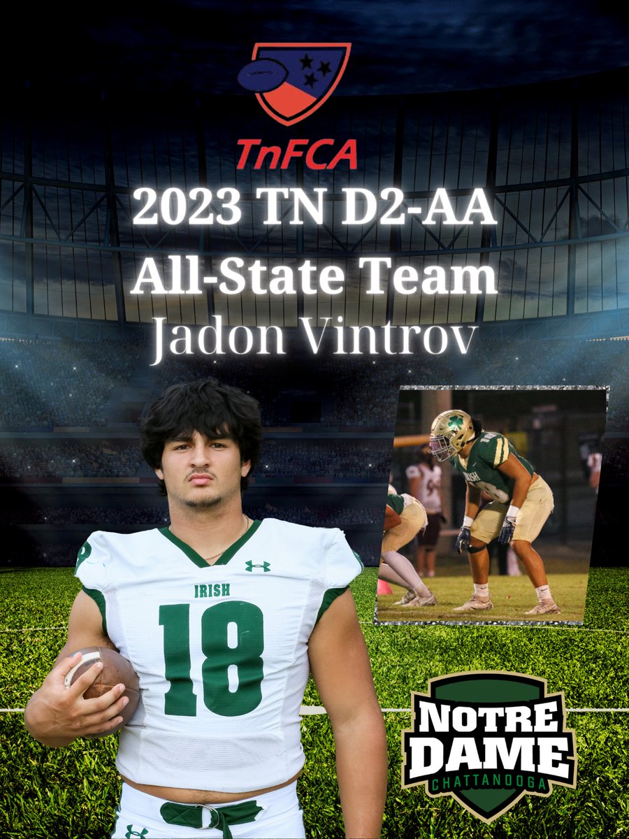 Congratulations to EJ Carter and Jadon Vintrov for being named to the 2023 TnFCA TN D2-AA All-State Team!