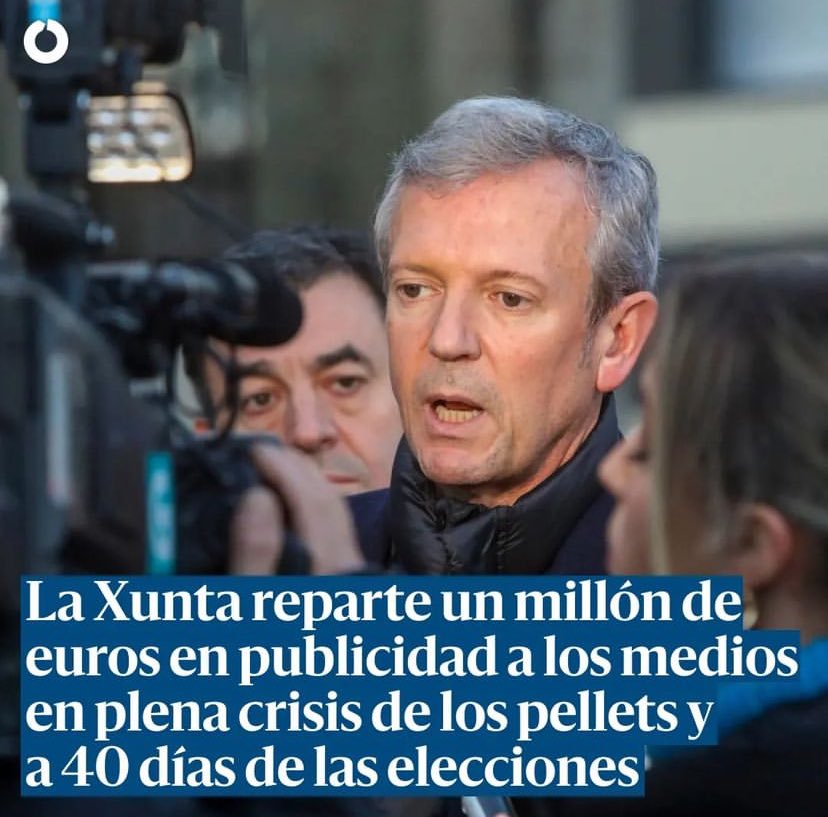 <a href="/AlfonsoRuedaGal/">Alfonso Rueda</a> <a href="/Xunta/">Xunta de Galicia</a> Con un millón de euros a la prensa de dinero público para que hagan publicidad, después del desastre ecológico, hay que ser sinverguenza #Galicia
