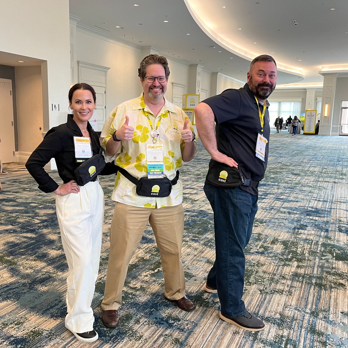 Who wore it best #EAST2024?! @JJcolemanMD @elliotthaut @DrJtrauma? Get your #EASTSwag while it lasts with your donation to the EAST Development Fund!