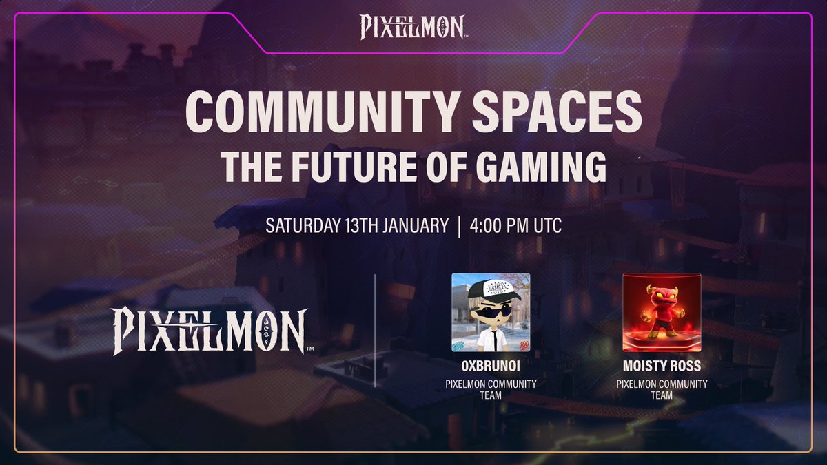 PixelmonHub's tweet photo. 👾 Pixelmon Community Spaces: The Future of Gaming 👾

What's next in gaming? Explore and discuss the evolving landscape of gaming with the Pixelmon community.

Share insights, predict trends, and discuss the advancement of gaming experiences.

Join here: https://t.co/AD3rUdvQYl https://t.co/ZuvyProCX9