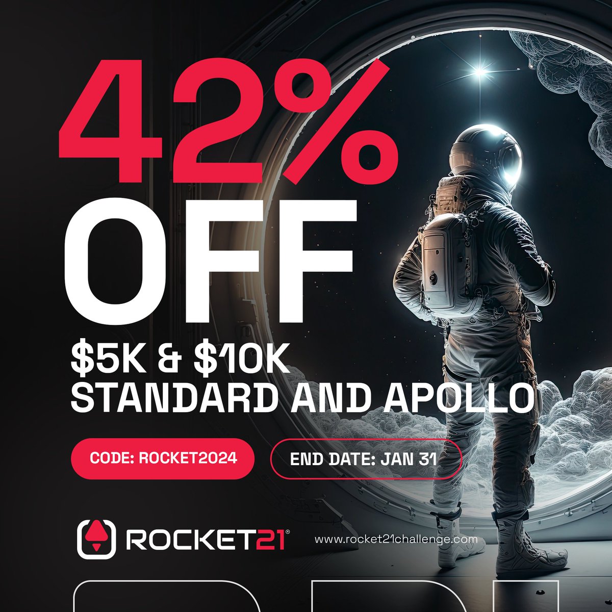 Welcome the new year with ROCKET2024! 🚀 Supercharge your trading with an exclusive 42% off on our $5K & $10K Standard and Apollo demo accounts. Valid until January 31st. Seize this stellar opportunity to enhance your simulated trading power. 💹💼 Additionally, grab our SPECIAL…