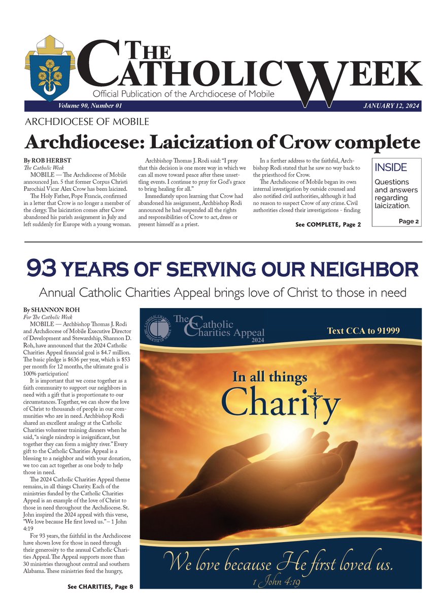 thecatholicweek's tweet photo. The latest edition of The Catholic Week is now available! Thanks for reading!
https://t.co/fvLQsdrrLf https://t.co/w03yE9WGsi