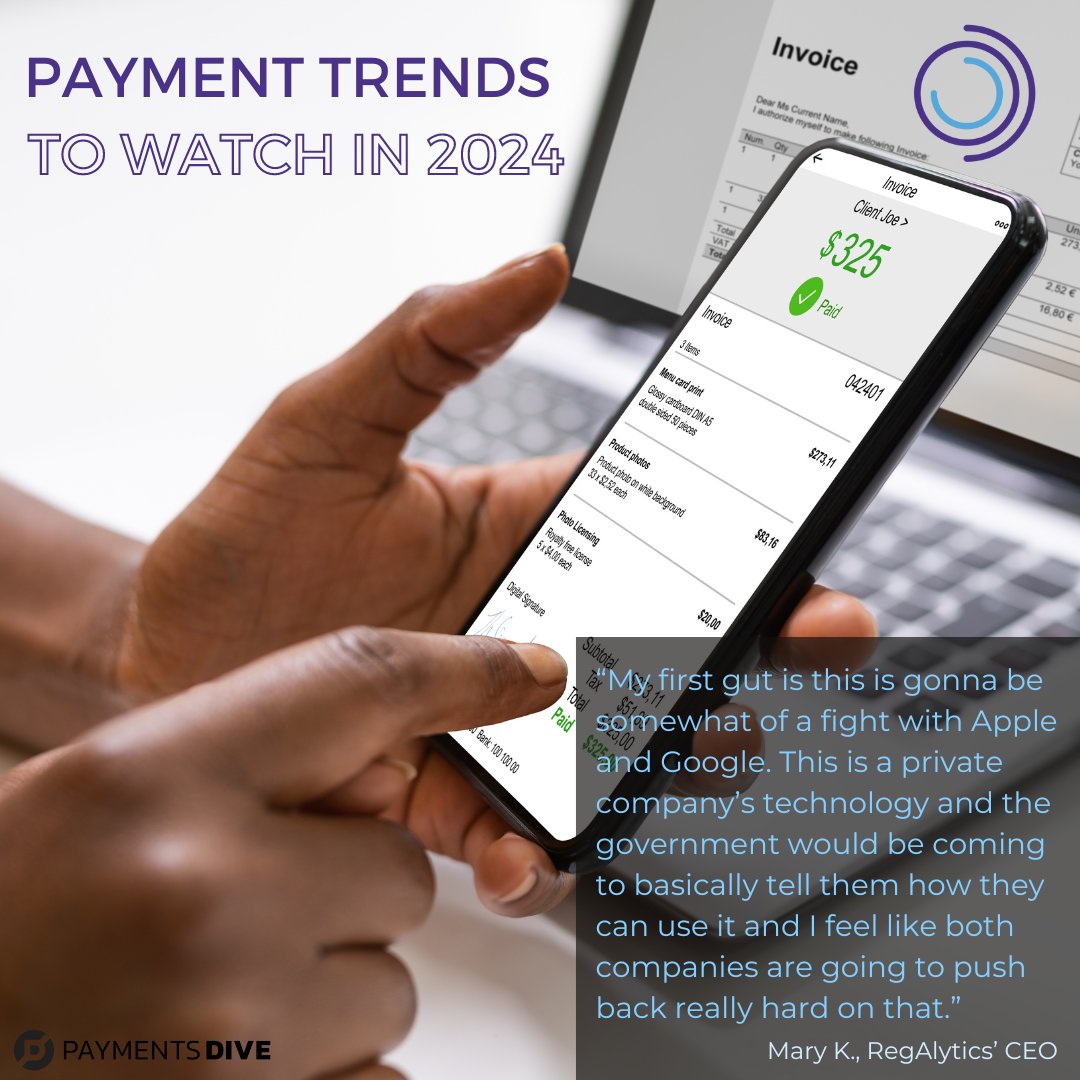 RegAlytics's tweet photo. 🚀🌟 2024 is just getting started and our visionary CEO @MaryKopczynski just got quoted in another groundbreaking article from #PaymentsDive
#CEOInsights #IndustryLeader #InnovativeMinds #ThoughtLeadership #GameChanger #LeadershipQuotes #IndustryShift #ReadNow #MustReadArticle https://t.co/hFvfJaU9Us