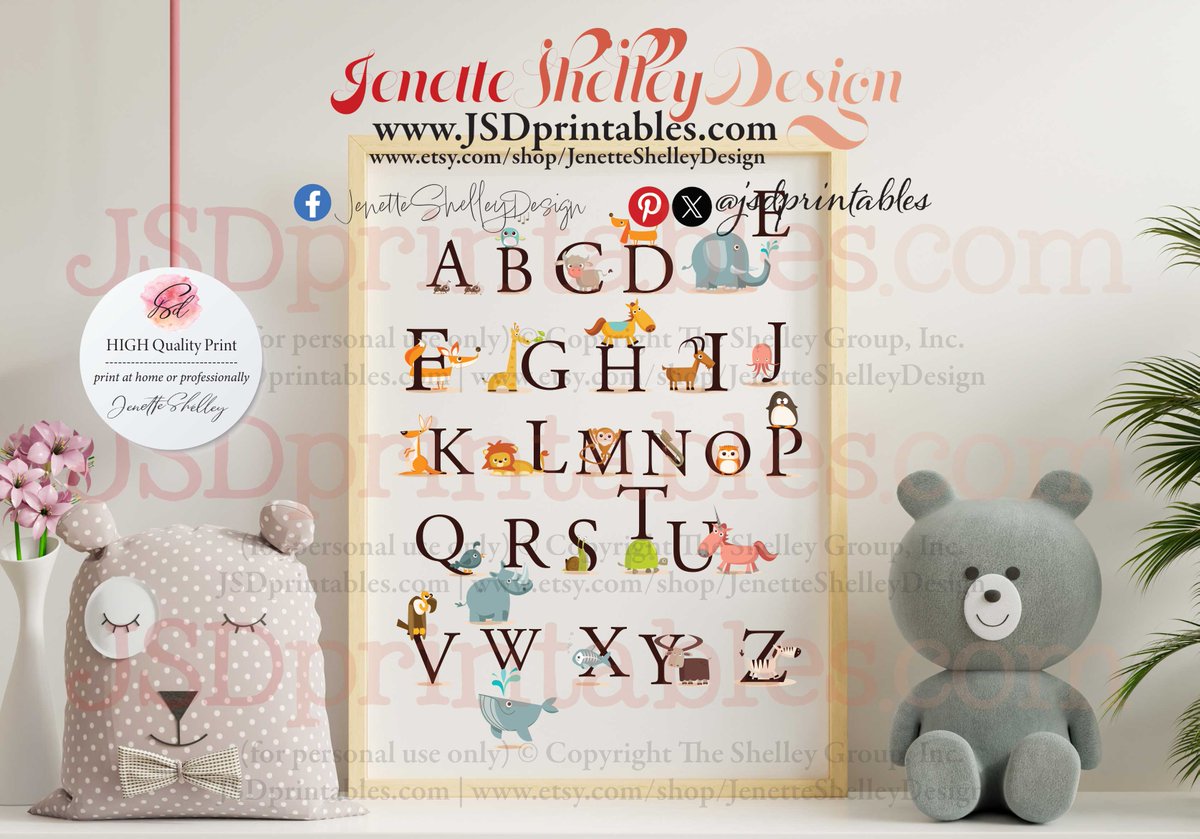 JSDprintables's tweet photo. The Animal Alphabet Digital Print is a fantastic addition to any child's room, sure to capture their imagination and curiosity! https://t.co/nWoinOUAOj Designs you print right from home or office-No shipping fees, no wait time, just download and enjoy! @jsdprintables #kidsprint https://t.co/om8EyZhegL