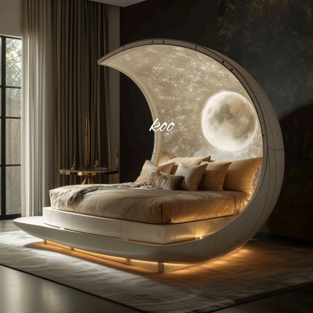 月をイメージしたベッド