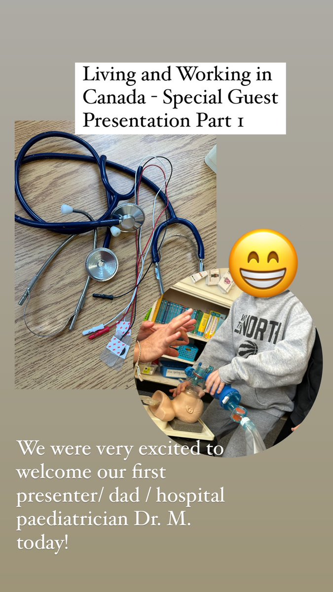 A very big THANK YOU to Dr. M. for coming to talk to our class today and for showing us your cool NICU tools! It’s not easy being a paediatrician, especially with babies! We appreciate and thank you for everything you do! #specialguest @AllenbyPS_TDSB #workingincanada