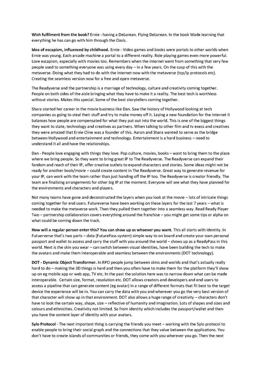 nftbroo's tweet photo. Notes from The Readyverse Vision - I loved this chat, definitely worth a watch if you have time. Otherwise check out my notes. Translatable/searchable version below. (four images) @futureverse @TheReadyverse