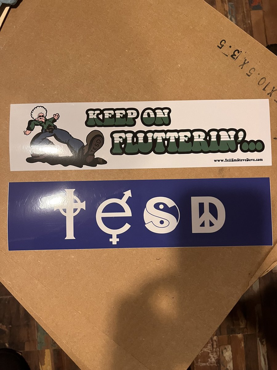 Loathstupid's tweet photo. 🛑 #GiveAway time! 2 sweet bumper stickers. #SundayJeff Like, comment #TESD on this post, repost to enter. @TellEmSteveDave @sundayjeff @tmilo1982 @GitEmSteveDave @BQQuinn @DonovanTESD @tesdgroupie @SModfan @MaxwellClassic @lanceman59 @jimmythehairguy spread the word please. 🍀 https://t.co/lu09Fa2wAO