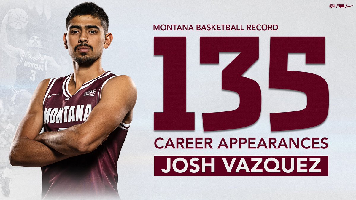 Montana Griz Basketball (@montanagrizbb) on Twitter photo Congrats to <a href="/JoshVazquez3/">Josh Vazquez</a> for playing his 135th career game at Montana to become the program's all-time leader in appearances!
#BANDTOGETHER x #GoGriz Congrats to <a href="/JoshVazquez3/">Josh Vazquez</a> for playing his 135th career game at Montana to become the program's all-time leader in appearances!
#BANDTOGETHER x #GoGriz