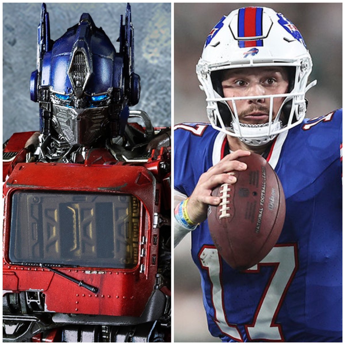 Swank247BF's tweet photo. One is an Alien, a literal truck of a man, a savior and a hero.

The other is Optimus Prime.

#billsmafia https://t.co/enkSC6Hhhn