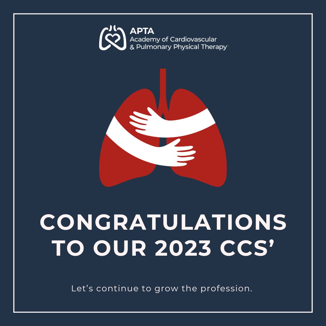 APTAcvp's tweet photo. The Academy of CVP PT would like to thank the following members on becoming Board-Certified Clinical Specialists in Cardiovascular and Pulmonary PT in 2023. We will be recognizing these members at our Annual Membership Meeting at CSM.  Congratulations on your achievements! https://t.co/GdwVGkKNGG