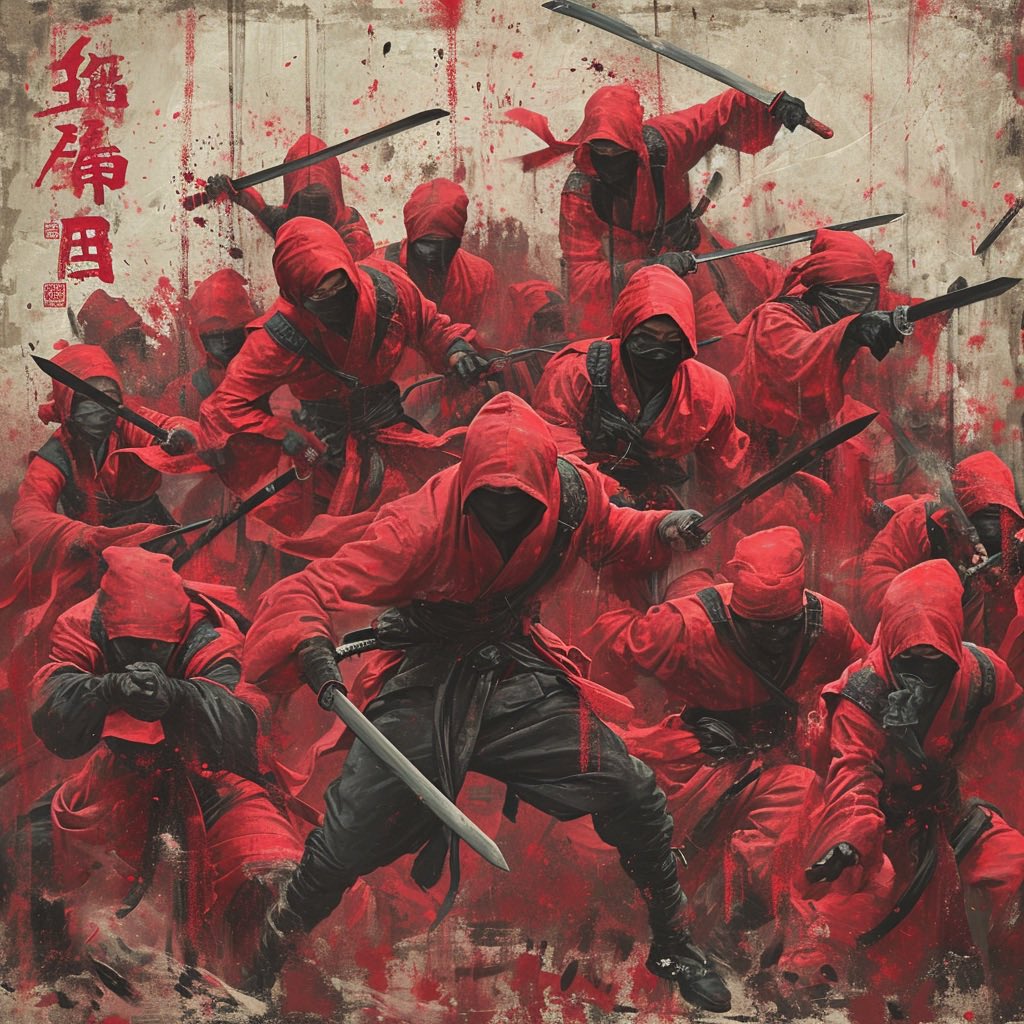 Squidbot_Design's tweet photo. Plethora of ninjas #ninja #AIart #midjouney #squidbot https://t.co/u0s2gJ3lGq