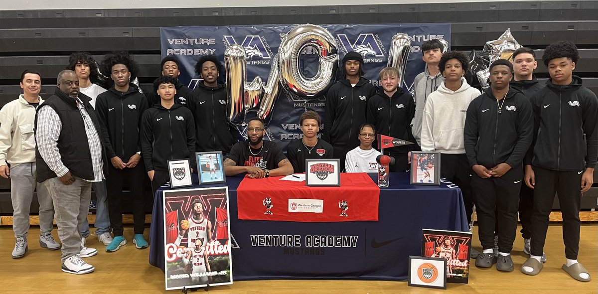 MarkRCondit's tweet photo. #VentureStrong
#WeAreVenture Top Notch Event at @VentureAthletic today as @1Marioooo signed his commitment to @WOU_Wolves @WesternOregonU #HowlAboutIt @Coach_King55 @CornerRamos @heykevinjohn @simplyy_bball https://t.co/L0kUVWlzUW
