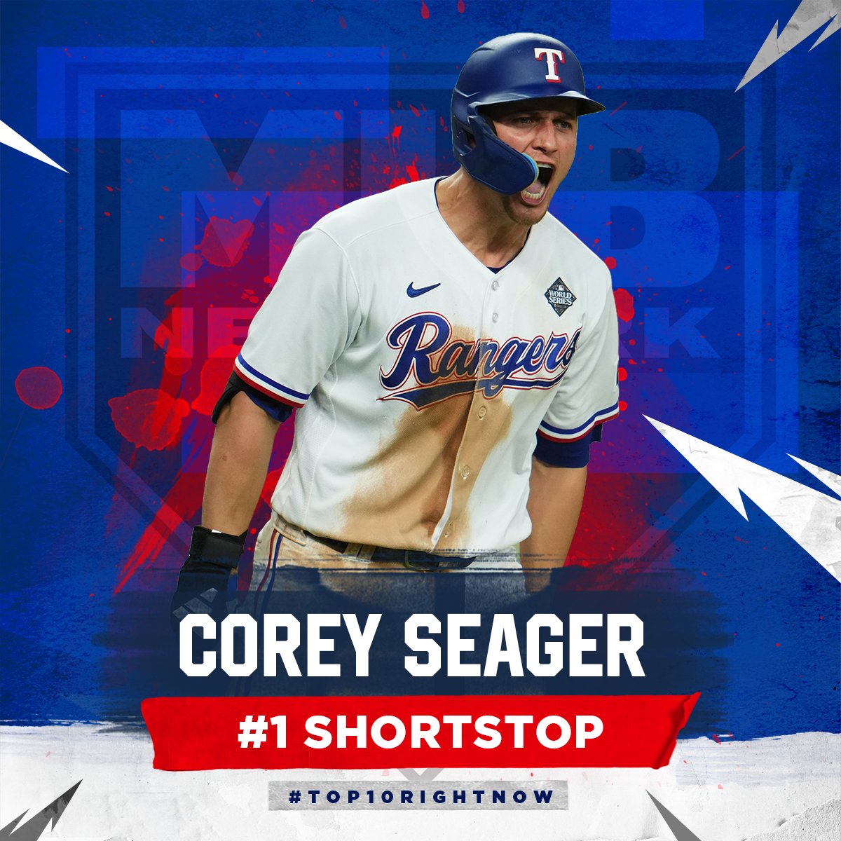 MLBNetwork's tweet photo. After capping off a momentous season with a World Series MVP, Corey Seager is our #1 shortstop entering 2024! #Top10RightNow https://t.co/0fXK4HZm2A