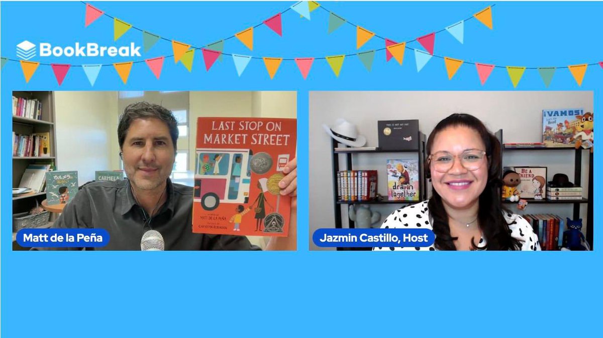 BookBreak4Schls's tweet photo. Did you watch yet? Matt de la Peña shared his Newbery Medal-winning picture book, Last Stop on Market Street, today! He talked about the story behind the story and the importance of spreading kindness in your community. It was fabulous!!

#educhange #readtolead https://t.co/towvaLC30Z