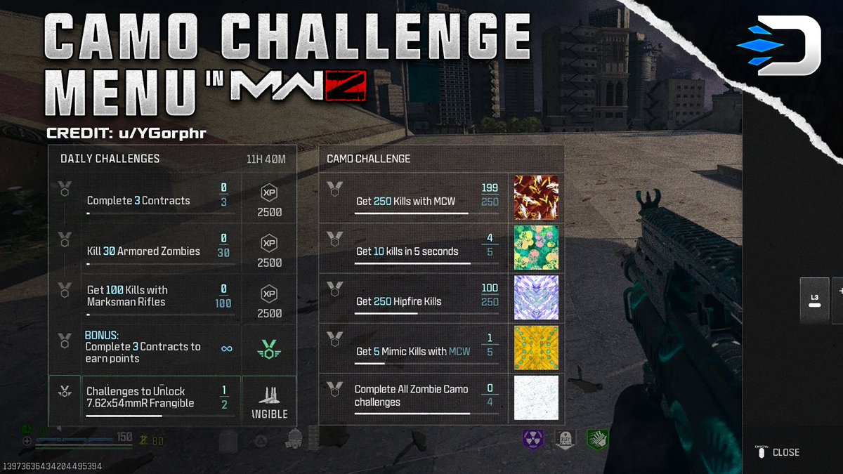 DETONATEDcom's tweet photo. #MW3: Zombies NEEDS a Camo Challenge Menu in game!

💥 This would be beneficial to track kills for camo challenges — especially ones requiring 100’s of kills! https://t.co/CaV2truQis