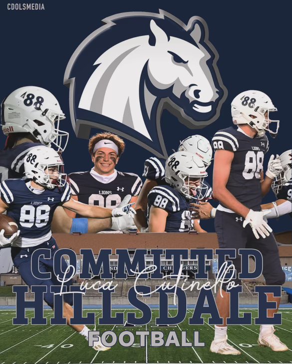 Luca Cutinello (@luca_cutinello) on Twitter photo Excited to announce my commitment to <a href="/Hillsdale_FB/">Hillsdale Football</a>! <a href="/CoachShreff/">Nate Shreffler</a> <a href="/coach_galvan/">Nick Galvan</a> <a href="/CoachSOtterbein/">Steve Otterbein</a> <a href="/CoachBradOtter/">Brad Otterbein</a> <a href="/CoachStokes_HC/">Ryan Stokes</a> <a href="/SVFootballCoach/">Pat OBrien</a> <a href="/TNTignite/">TNT Ignite</a> <a href="/TNelson_9/">Tom Nelson</a> <a href="/CoachHo/">Mike Hohensee</a> Excited to announce my commitment to <a href="/Hillsdale_FB/">Hillsdale Football</a>! <a href="/CoachShreff/">Nate Shreffler</a> <a href="/coach_galvan/">Nick Galvan</a> <a href="/CoachSOtterbein/">Steve Otterbein</a> <a href="/CoachBradOtter/">Brad Otterbein</a> <a href="/CoachStokes_HC/">Ryan Stokes</a> <a href="/SVFootballCoach/">Pat OBrien</a> <a href="/TNTignite/">TNT Ignite</a> <a href="/TNelson_9/">Tom Nelson</a> <a href="/CoachHo/">Mike Hohensee</a>