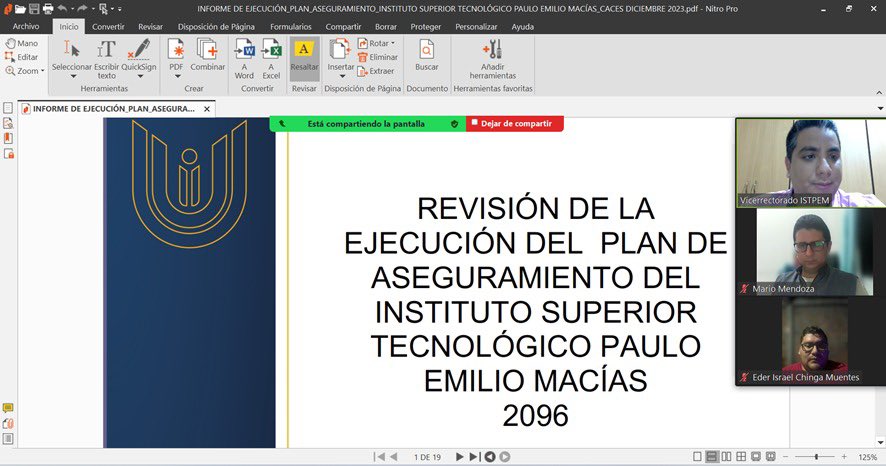 ISTPEM1's tweet photo. ➡️ Rumbo hacia la acreditación ✅

En trabajo articulado entre el vicerrectorado, coordinación estratégica y unidad de planificación y gestión de la calidad se analizó el informe de resultados referente al seguimiento del plan de aseguramiento del Instituto emitido por el CACES. https://t.co/N5hk34xQdH