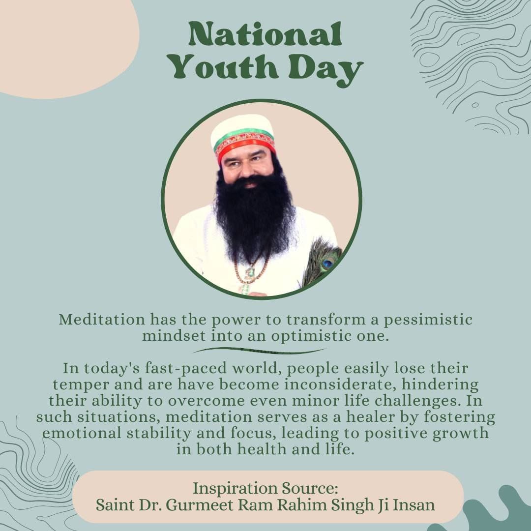 Simraninsa44's tweet photo. Our youth is very important to our country. So it is necessary our coming generation must educated,Healthy etc bcz countries future lies on the shoulder of the youth. Saint Gurmeet Ram Rahim Ji putting efforts for youth reformation,who are walking on wrong path.#NationalYouthDay https://t.co/xb0myixC8M