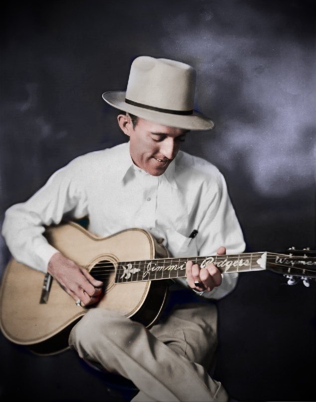 Jimmy Rodgers, Kerrville, Texas, circa 1930. Photo 
Jimmie Rodgers Properties, colorized by Western author and illustrator Lorin Morgan-Richards. 

#lorinmorganrichards #historycolorized #historyincolor #hillbilly #honkytonk #countrymusic #bluegrass #bluesmusic #jimmyrodgers