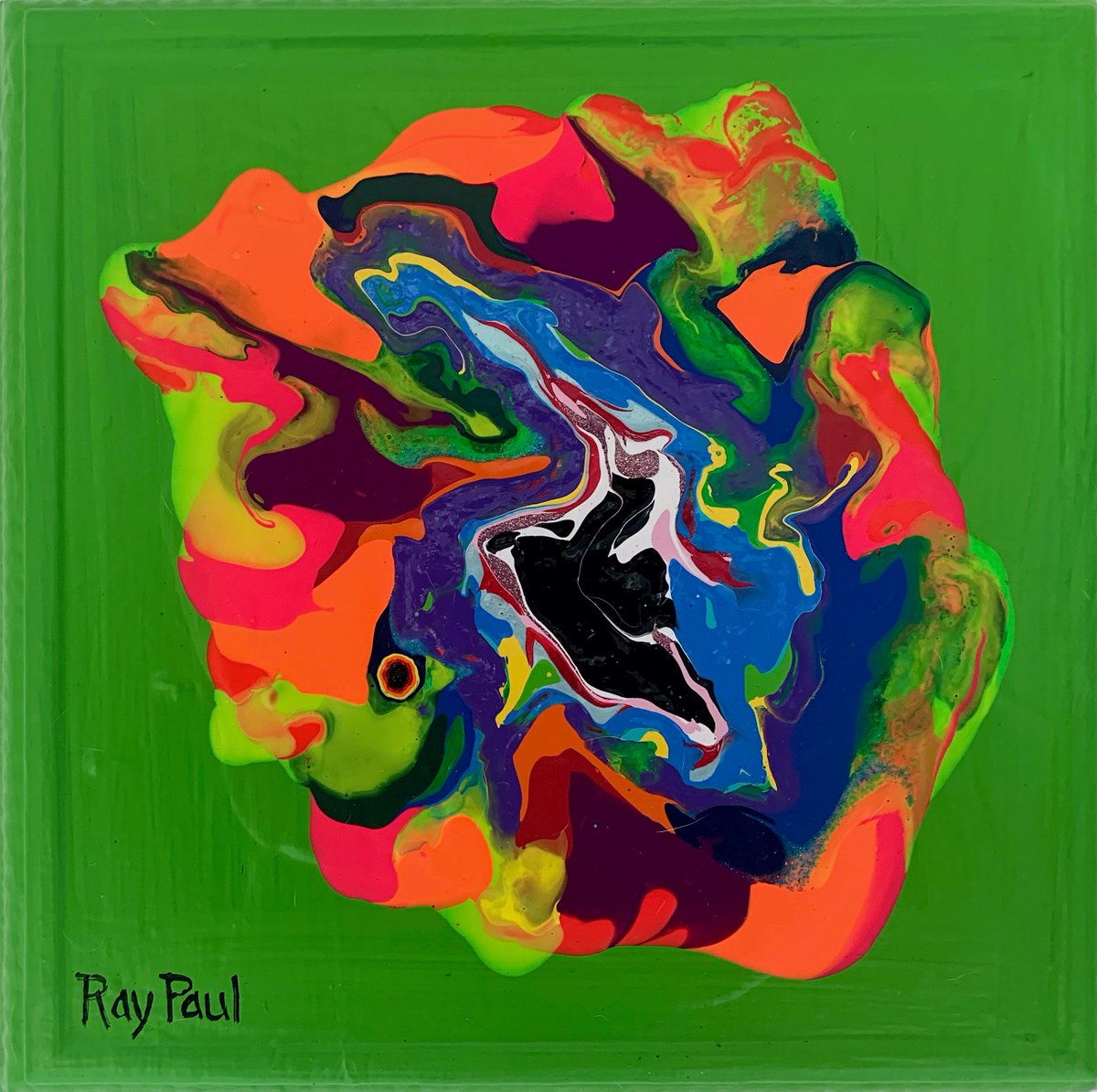 raypaul4's tweet image. "Heart Chakra Framed," acrylic, latex and enamel on board and frame, 11" x 11" 2024 #abstractart #abstractpainting #popexpressionism #neonpainting #chakraart #moffittcancercenter #sarcomasurvivor #myselfisthestar #neonkundalini