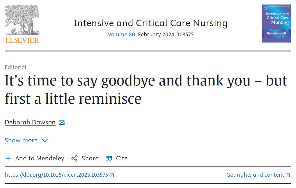 Deep appreciation to Dr Deborah Dawson for her remarkable leadership as Editor-in-Chief for ICCN for 15 years. Your vision and dedication made ICCN as a strong leader in the field. Wishing you all the best in your next chapter! Read her “Goodbye Editorial” here🌟 #ThankYou