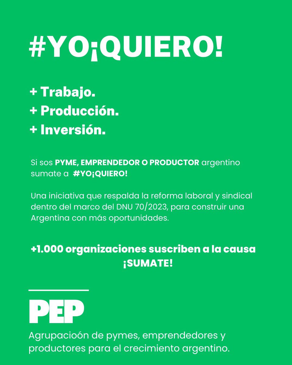 Rodolfollanosok's tweet photo. Esta es nuestra oportunidad de participar activamente para transformar la Argentina.

Si sos Pyme, Emprendedor o Productor. SÚMATE
https://t.co/HpG00s1vcL 

#YO¡QUIERO! https://t.co/84fE3miLh2