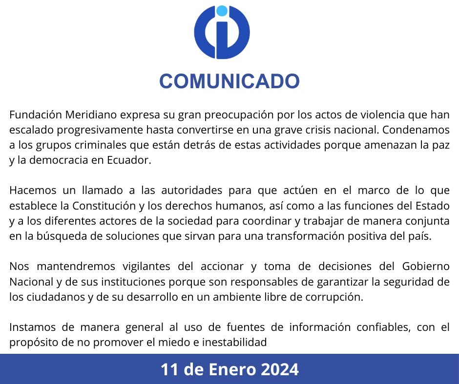 Ante la situación por la que atraviesa Ecuador.