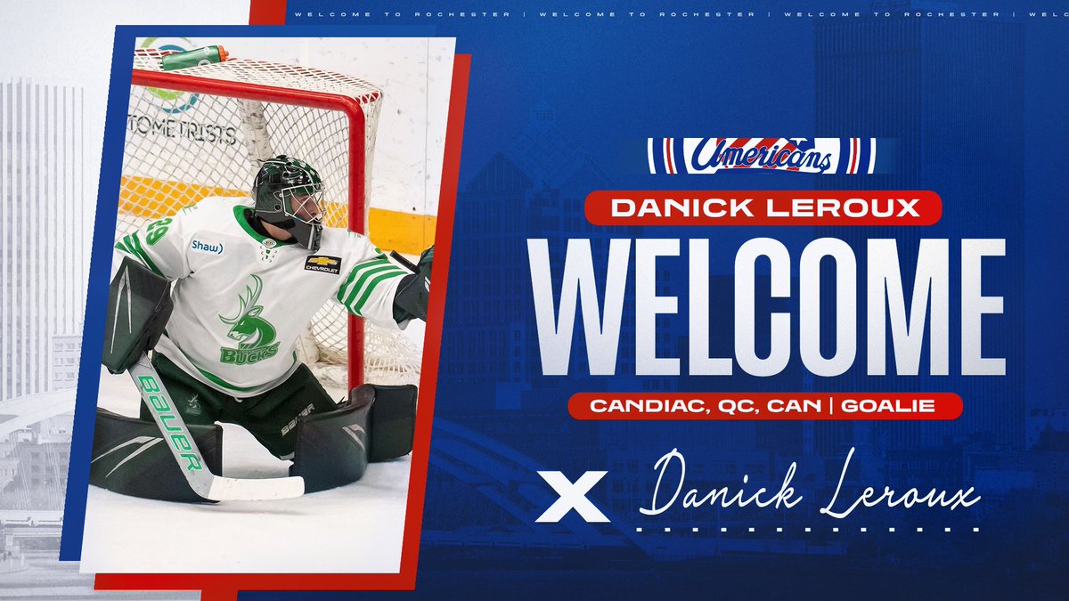 #NEWS: The Jr. Americans have added goaltender Danick Leroux to the full time roster! 

Leroux is committed to <a href="/HCrossMHockey/">Holy Cross M. Hockey</a> for Division I hockey. 

The Quebec, Canada native has most recently played with the Cranbrook Bucks of the BCHL. 

Welcome to rowdy country Danick!