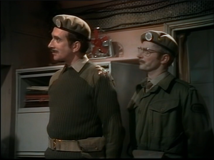 DWUDatabase's tweet photo. With Yates and Benton out of action (and Bell just missing) we get to meet Cosworth and I honestly can't decide if he is intended as comic relief or a parody of some officers in the army #DoctorWho #MindofEvil https://t.co/OylVBoBliO