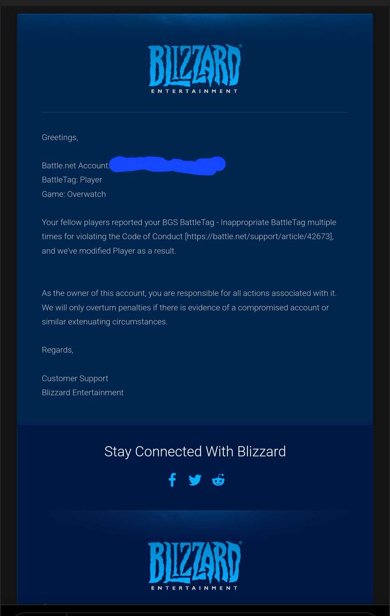 AimbottZ's tweet photo. I apologize to everyone I offended with my battletag. I should have realized the name Player would be highly offensive. Blizzard has rectified the situation by changing my name, then banning me. Happy to see the report system is still working as intended. https://t.co/scC3RLIahY