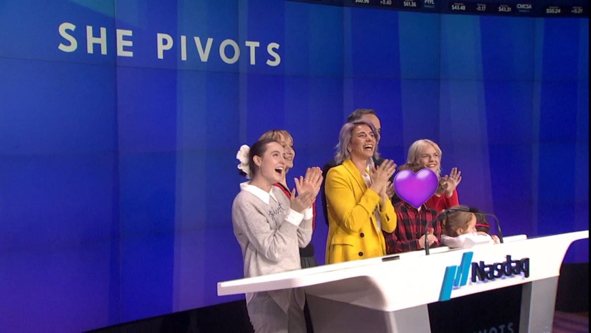 Oh, just the @shepivotsthepod team (and family) absolutely killing it today at the closing bell of the NASDAQ 💙 so proud of our small—but incredibly mighty!—team.