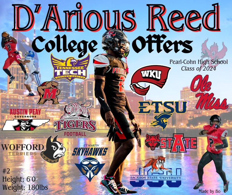 D’Arious Reed (@dariousreed_) on Twitter photo #AGTG🙏🏾 Blessed and highly favored for sure.. recruitment still 100% Open <a href="/PCHS_Firebirds/">Pearl Cohn Football</a> #AGTG🙏🏾 Blessed and highly favored for sure.. recruitment still 100% Open <a href="/PCHS_Firebirds/">Pearl Cohn Football</a>