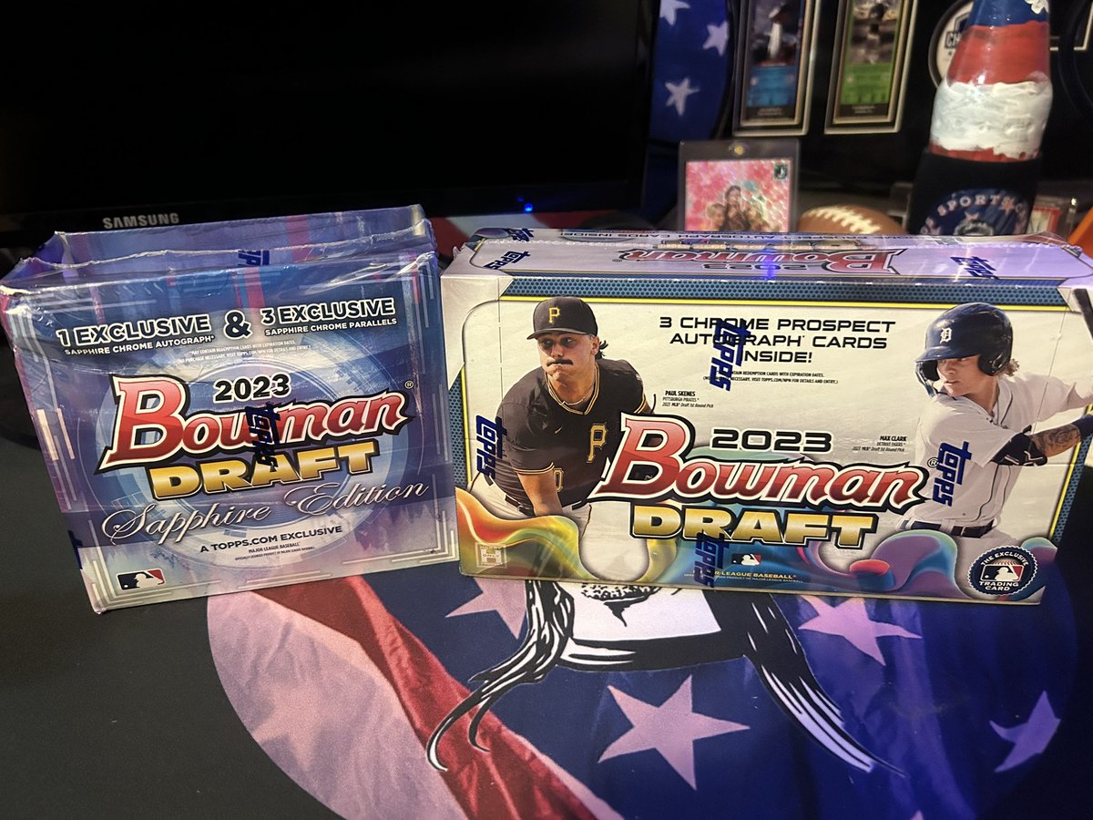 joedirtsports's tweet photo. ‼️JDB123‼️

(1) 2023 Bowman draft sapphire box
(1) 2023 Bowman draft jumbo box
4 autos + parallels 

PYT - 17 teams remain

Breaks Saturday night if full
Add $6 to ship stack, or stack as long as you’d like 👍 
*disclaimer on sapphire box. The box is slightly damaged at the top but shouldn’t affect the cards*

Claim 👇
Thanks y’all @BreakAmplify @HobbyUnlimited @HobbyRetweet_ 
#thehobby #whodoyoucollect #fillthisbreak