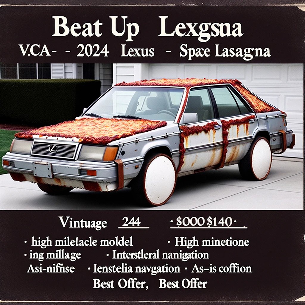maxOSIRISart's tweet photo. selling my Beat Yp Lexgsna
It's a VCA 2024 Lexus Spæe Lasagna
it's Vinuage 244 $000 $140-
High minetoione
Best Offer, Best Offer
ˢʰᵉ ˢᵉʳᵛᵉᵈ ᵐᵉ ʷᵉˡˡ
p.s. Asi-nifise still works https://t.co/dVwUzFMvTa