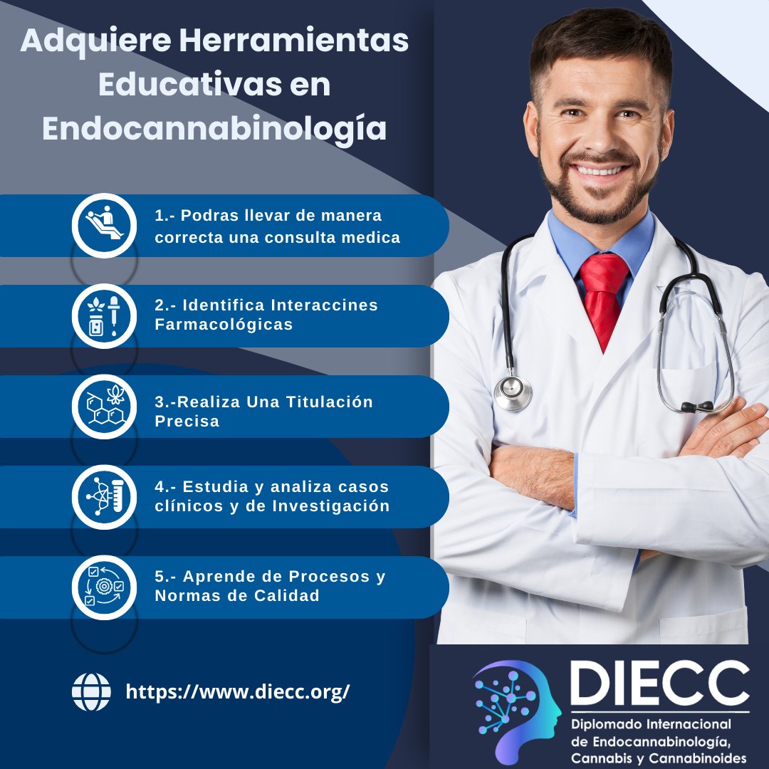 DIECC2024's tweet photo. Adquiere conocimientos de innovación y vanguardia en el Diplomado Internacional de Endocannabinologia #DIECC 2024.
Conocerás como es que funciona el maravilloso #endocannabinoidsystemy, los #endocannabinoides y los #cannabinoides y su impacto en la salud.
https://t.co/ZMJqiYEX9O https://t.co/Jws7bwgevK