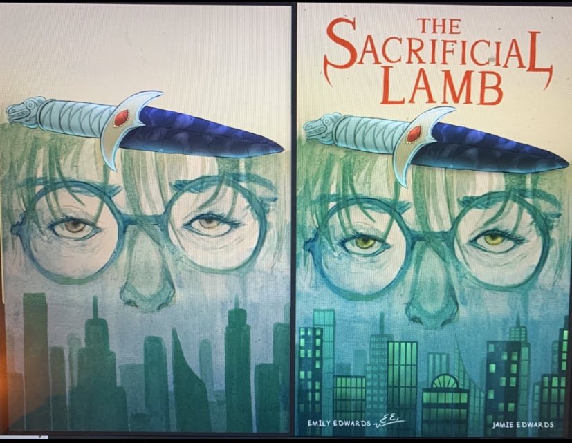 ComicRoughshod's tweet photo. Thumbnail to final: The Sacrificial Lamb Comic Cover Design 

#comicbook #ComicArt #CBT #Roughshod https://t.co/Uq58UizFUf