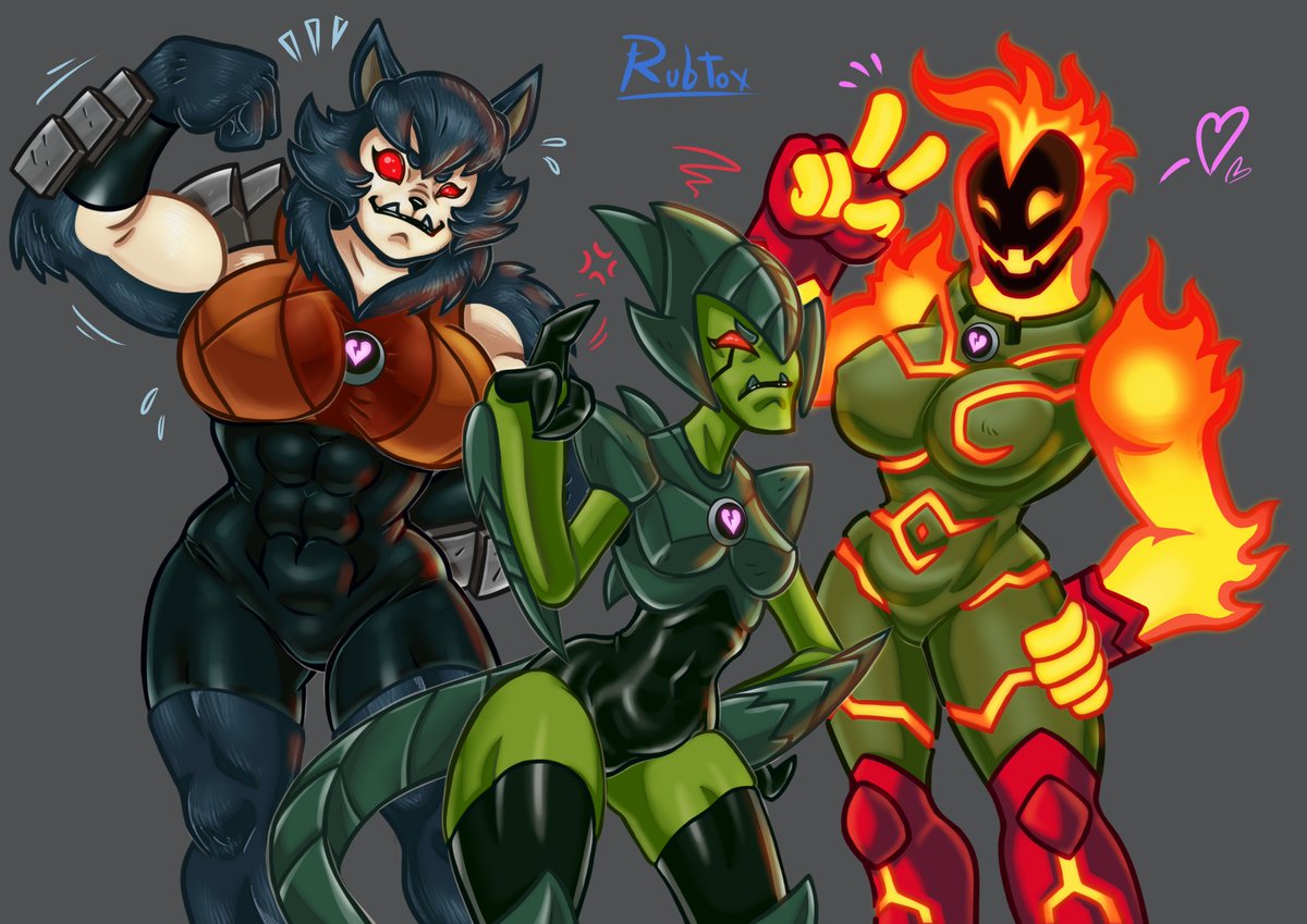 Rubtox's tweet photo. Como todos estaban haciendo versiones femeninas de los aliens de Ben10, pense en dibujar algo pero en lugar de Ben que fueran los aliens de Kevin
#Chaquetrix #Ben10 #ben10fanart #Kevin11 #Bashmouth #Rush #HotShot #Antitrix https://t.co/uGrDIm5y4i