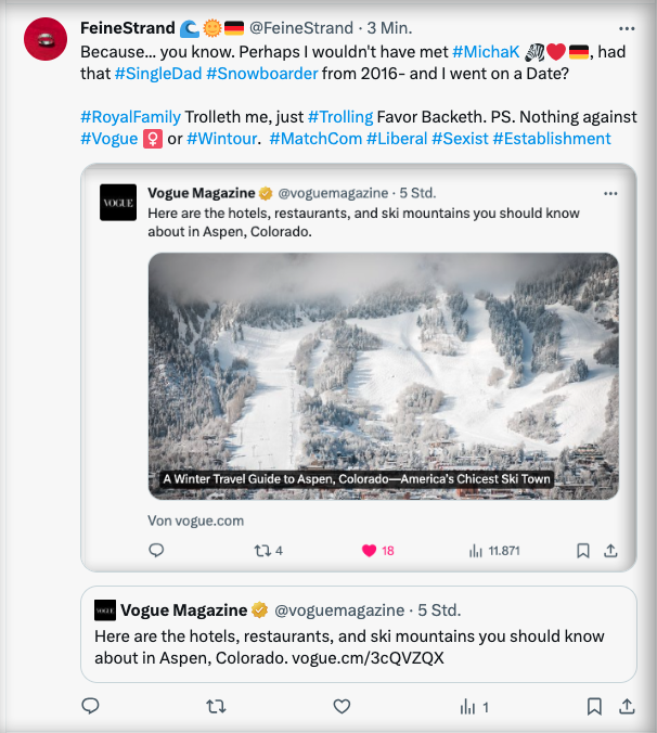 FeineStrand's tweet photo. 🦓🇩🇪 This when the #PETTY, CHEATING &amp; #STUPID #British #WINDSORS didn't KNOW the Story till 1/24 on how **I PAID it FORWARD 2 HELP #WILLIAM** like the #SingleDad, #Snowboarder from #MatchCom did 4 ME-

PROVES what an AHOLE #PrinceWILLIAM &amp; the #ROYALFAMILY IS. #LOSERS #UK https://t.co/vUCA4VL1TT