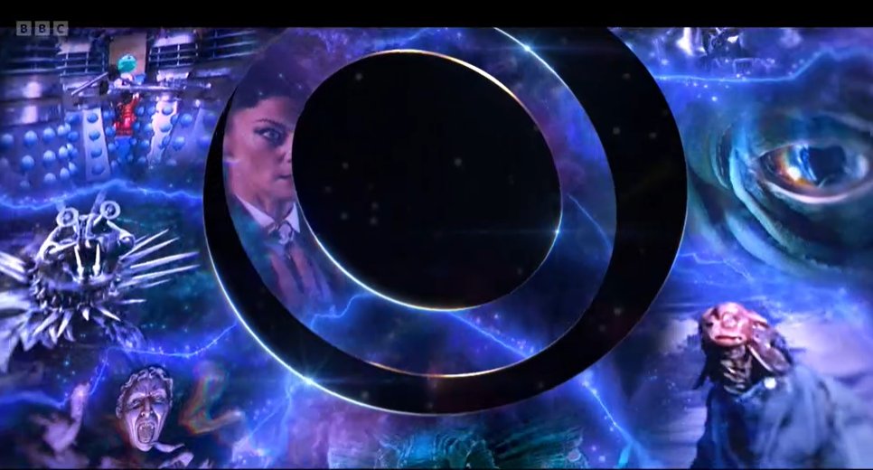 DWUDatabase's tweet photo. It is difficult to distinguish but Koquillion showing up as one of the Doctors greatest fears was a choice. Guessing they just thought he looked good without knowing who he was. Curiously he also appears in the Whoniverse logo #DoctorWho #MindofEvil https://t.co/AXYe6vUhtH