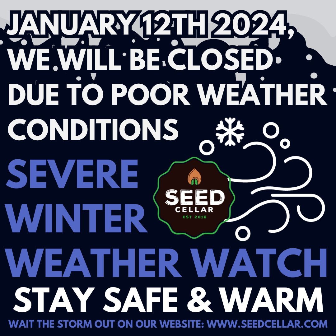 In preparation for the crazy storm heading our way...
The Seed Cellar will be closed tomorrow, January 12th, in order to keep our staff and customers safe from the harsh conditions brewing.
Our website is always open and ready to be browsed!
seedcellar.com
Stay safe!❄️☃
