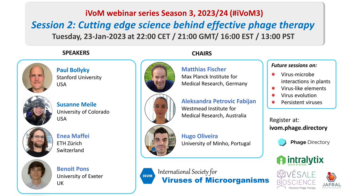 📣Major event alert! 📣 Mark your 📆 for 23 January, 10 PM CEST! Join the next #iVoM3 session to unravel the vital role of basic science in successful #phagetherapy. Let’s dive deep into the science that’s shaping phage therapy future! 🔬 Register here: vom2023.org/en