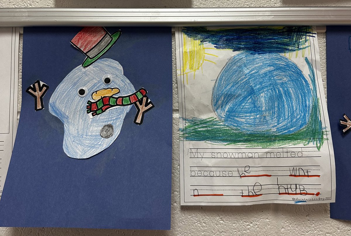 This sweet kindergarten writing from a student in Mrs. <a href="/AJager86/">AmandaJager86</a> classroom has me wishing for a snow day! “My snowman melted because he went in the hot tub.” (For those of you who can’t read kinder 😂) #wearercstn #wearecves #cvesblessed