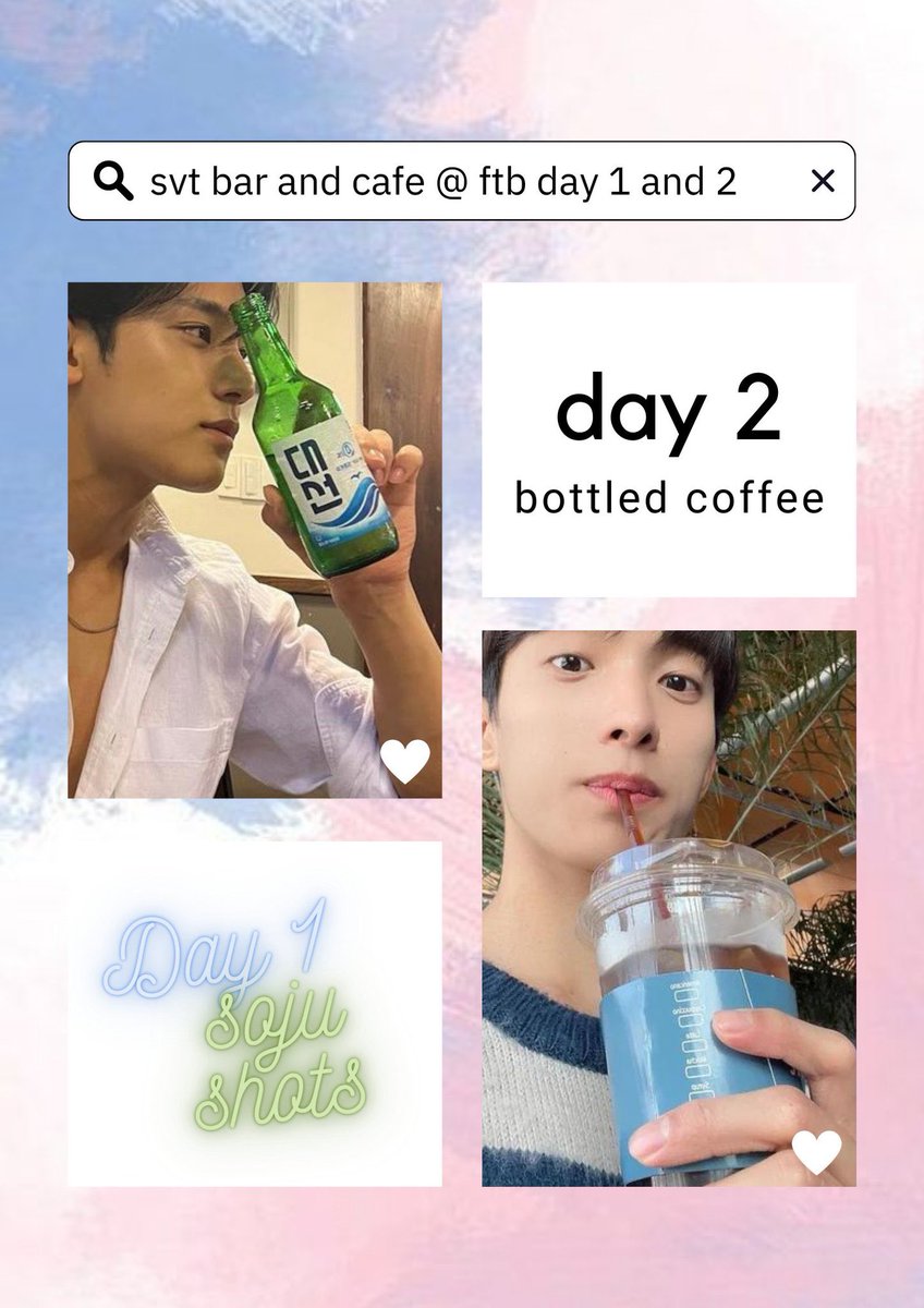 soulstele's tweet photo. svt bar and cafe: now open!
💎 Day 1: soju shots 
💎 Day 2: bottled coffee
💎 Strictly 1:1
💎 follow tour to bulacan freebies by @soulstele and @kangaspouch1 🤍
💎 Follow for loc updates📍!

See you tomorrow!

#SVT_TOUR_FOLLOW
#SEVENTEEN 
#FOLLOW_TO_BULACAN
#SEVENTEENinBULACAN https://t.co/RKgsyvvggV