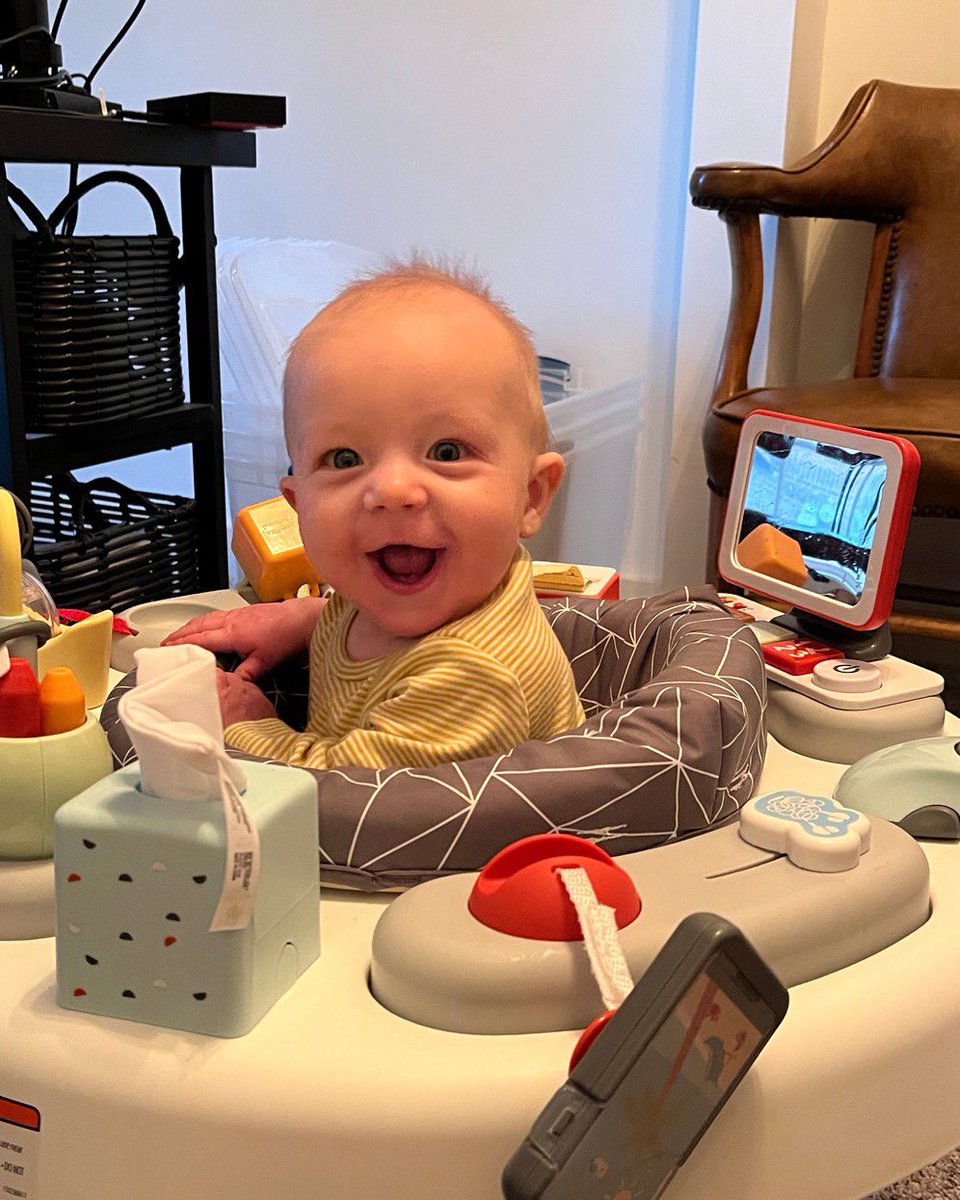 This guy &amp; his smile are something else. He’s always happy, even very early on a Saturday morning when he’s working in his “office” with daddy &amp; mommy during “busy” season. <a href="/nick_kuntz25/">Nick Kuntz</a> <a href="/hannahbartram4/">Hannah Bartram</a>