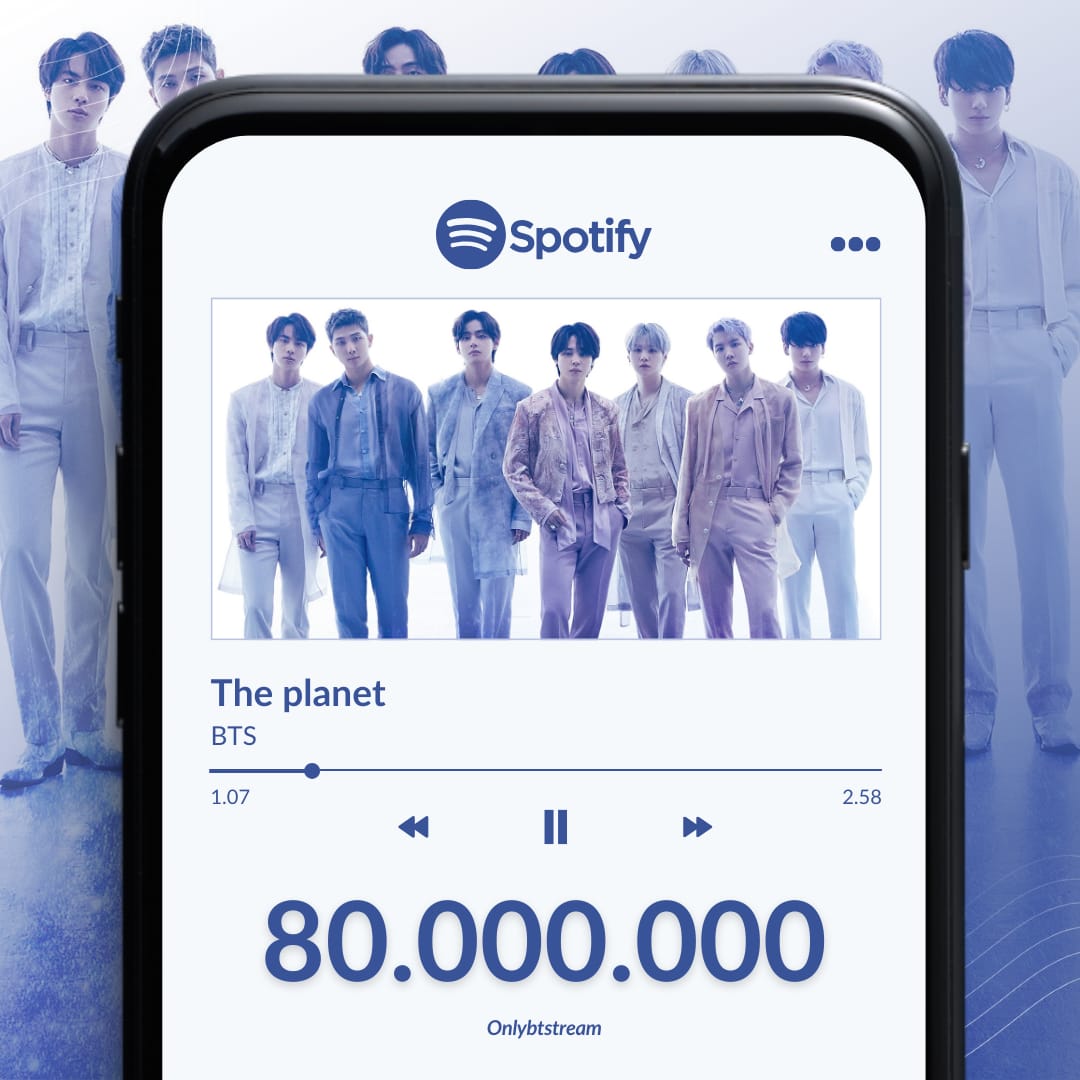 OnlyBTStream's tweet photo. "The Planet" de #BTS ha superado 80 millones de streams en Spotify!  

🔗:https://t.co/vgxEyvvYHH

#ThePlanetByBTS #ThePlanet @BTS_twt https://t.co/2NqIxn7nee