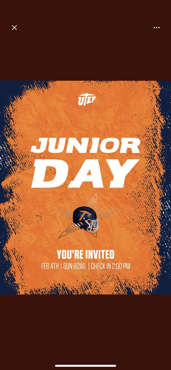 Thank you <a href="/UTEPCoachCJones/">Chris Jones</a> for the Junior Day invite! <a href="/CoachSWUTEP/">Scotty Walden</a> <a href="/Coach_Avina/">Miguel Aviña</a> @CoachBrown_UTEP <a href="/OHSBronchoFB/">OHS Football</a> <a href="/CoachOrtiz1/">CoachOrtiz</a> @Matty_V11